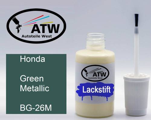 Honda, Green Metallic, BG-26M: 20ml Lackstift, von ATW Autoteile West.